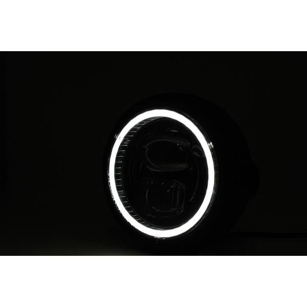 5 3/4 Zoll LED-Scheinwerfer PECOS TYP 7 mit Standlichtring, schwarz matt
