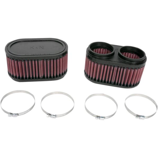 Air Fil Klemme-On Gsxr - Universal doppel Flange Filter Set (2) Oval Straight