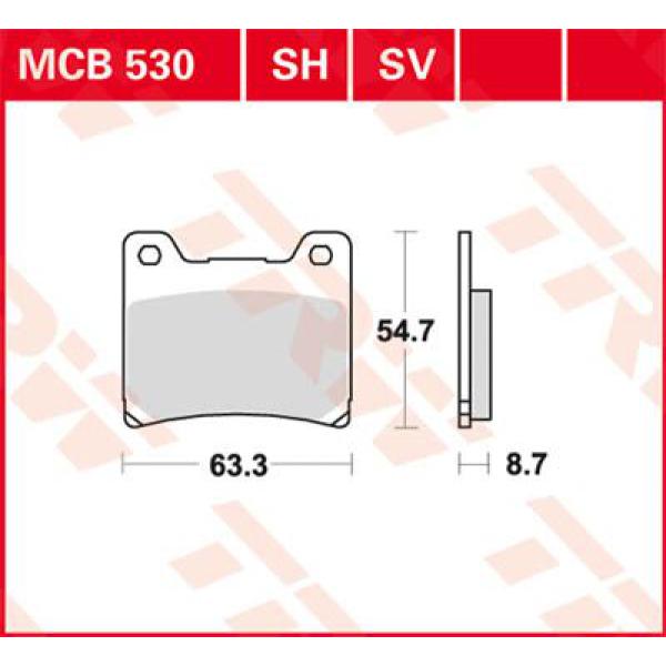 Bremse Unterlage Trw Mcb530sh - Bremse Unterlage Sh Sinter Performance hinten