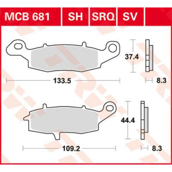 Bremse Unterlage Trw Mcb681sh - Bremse Unterlage Sh Sinter Performance Street & Road Spurs