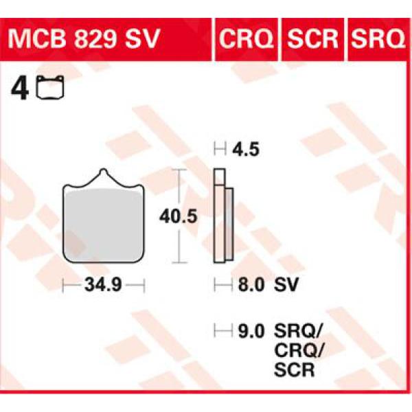 Bremse Unterlage Trw Mcb829crq - Bremse Unterlage Crq Hyper-Vergaser Racing