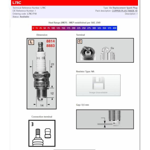 Champion S-Plug L78c - Zündkerze Copper Plus L78c