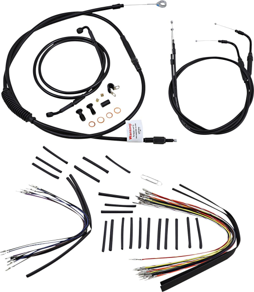 Control Kit 07-10 Flst14&quote; - Kabel Kit 14&quote; schwarz Vinyl Edelstahl Lenker W/O Abs