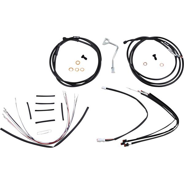 Control Kit Bk 14 Gor Flt - Kabel Kit 14 schwarz Vinyl Edelstahl Lenker W/Abs