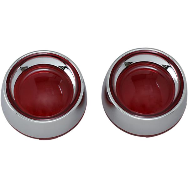 Deep Dish Bezel/rot.Lens - Deep Dish Bezels für Bullet Blinkers rot Lens Chrome Bezel