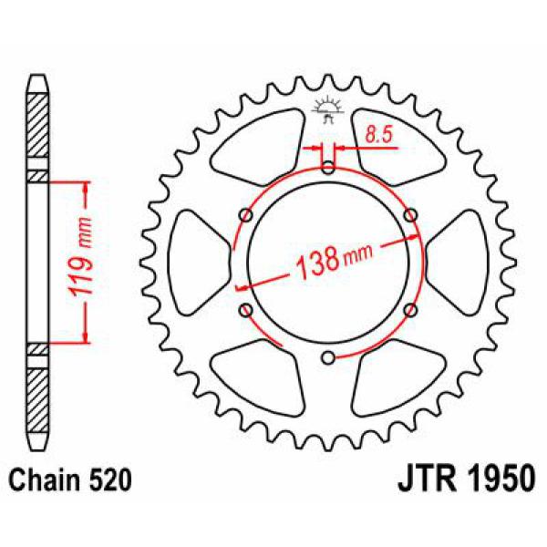 hinten Ritzel 48t 520 - Jtr1950.48 hinten Ersatz Ritzel 48 Teeth 520 Pitch Natural C49 High Vergaser Steel