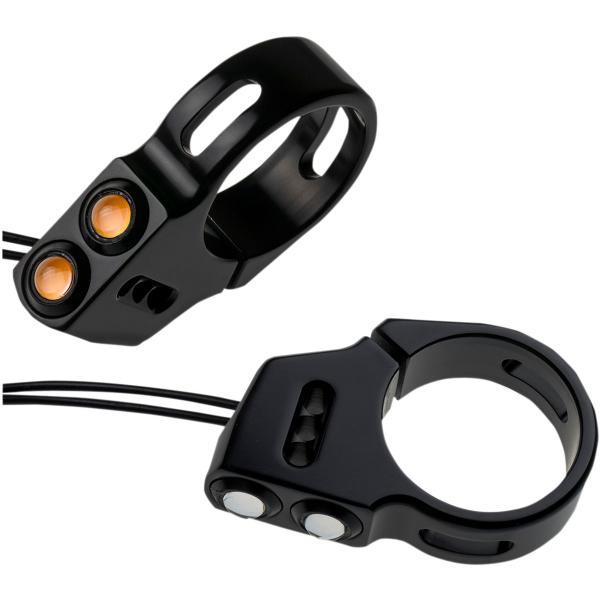 Led T-Sig Rateye 39mm schwarz - Blinkers Gabel Montageteil doppel Rat Eye 39mm schwarz/Amber