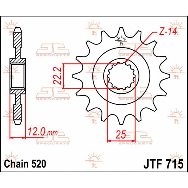 Ritzel Front 12t 520 - Jtf715.12 Front Ersatz Ritzel 12 Teeth 520 Pitch Natural Steel