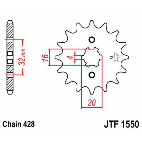 Ritzel Front 13t 428 - Jtf1550.13 Front Ersatz Ritzel 13 Teeth 428 Pitch Natural Scm420 Chromoly Steel Alloy