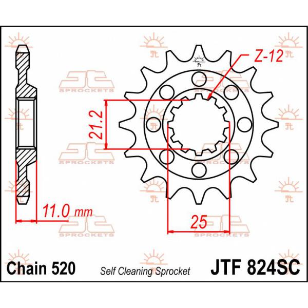 Ritzel Front 13t 520 Sc - Jtf824.13sc Front Self Cleaning Ritzel 13 Teeth 520 Pitch Natural Chromoly Steel Alloy