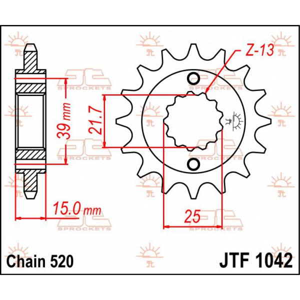 Ritzel Front 14t 520 - Jtf1042.14 Front Ersatz Ritzel 14 Teeth 520 Pitch Natural Steel