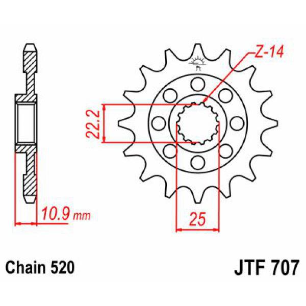 Ritzel Front 14t 520 - Jtf707.14 Front Ersatz Ritzel 14 Teeth 520 Pitch Natural Scm420 Chromoly Steel Alloy