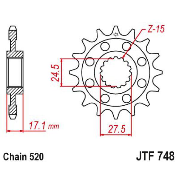 Ritzel Front 15t 520 - Jtf748.15 Front Ersatz Ritzel 15 Teeth 520 Pitch Natural Chromoly Steel