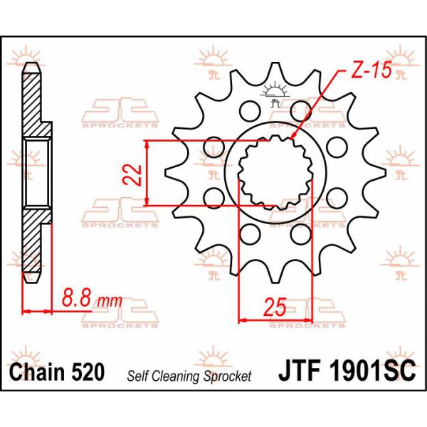 Ritzel Front 15t 520 Sc - Jtf1901.15sc Front Self Cleaning Ritzel 15 Teeth 520 Pitch Natural Chromoly Steel Alloy