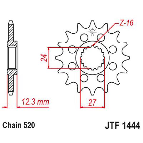 Ritzel Front 16t 520 - Jtf1444.16 Front Ersatz Ritzel 16 Teeth 520 Pitch Natural Chromoly Steel