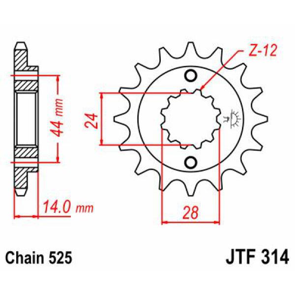 Ritzel Front 16t 525 Ru - Jtf314.16rb Front Gummi Cushioned Ritzel 16 Teeth 525 Pitch Natural Scm420 Chromoly Steel Alloy