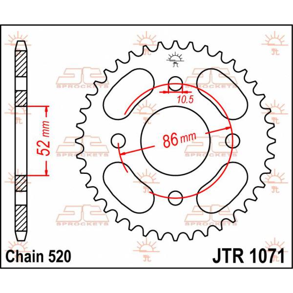 Ritzel hinten 30t 520 - Jtr1071.30 hinten Ersatz Ritzel 30 Teeth 520 Pitch Natural C49 High Vergaser Steel