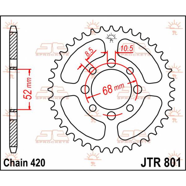 Ritzel hinten 35t 420 - Jtr801.35 hinten Ersatz Ritzel 35 Teeth 420 Pitch Natural C49 High Vergaser Steel