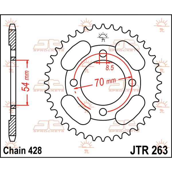 Ritzel hinten 36t 428 - Jtr263.36 hinten Ersatz Ritzel 36 Teeth 428 Pitch Natural C49 High Vergaser Steel