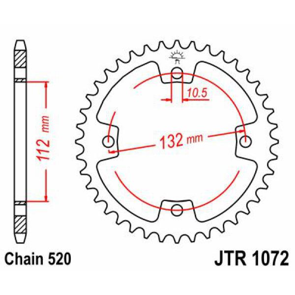 Ritzel hinten 36t 520 - Jtr1072.36 hinten Ersatz Ritzel 36 Teeth 520 Pitch Natural C49 High Vergaser Steel