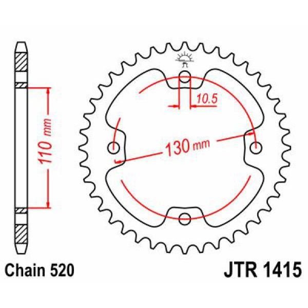 Ritzel hinten 36t 520 - Jtr1415.36 hinten Ersatz Ritzel 36 Teeth 520 Pitch Natural C49 High Vergaser Steel