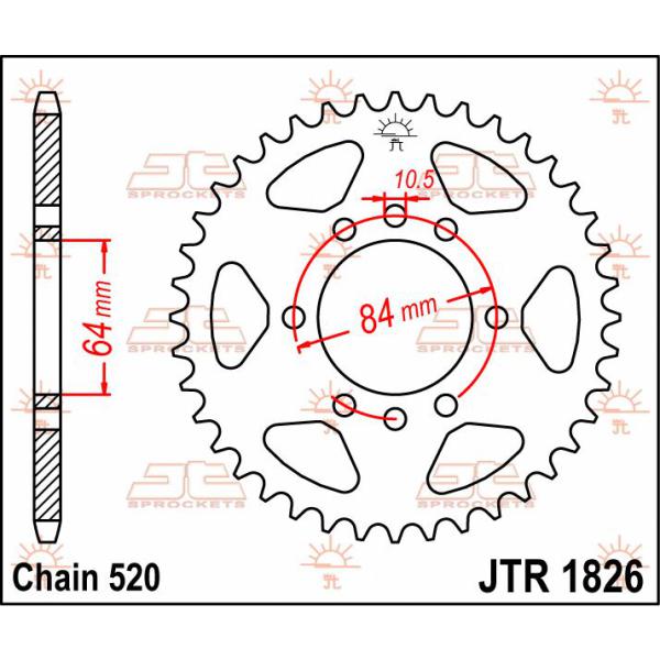 Ritzel hinten 37t 520 - Jtr1826.37 hinten Ersatz Ritzel 37 Teeth 520 Pitch schwarz C49 High Vergaser Steel