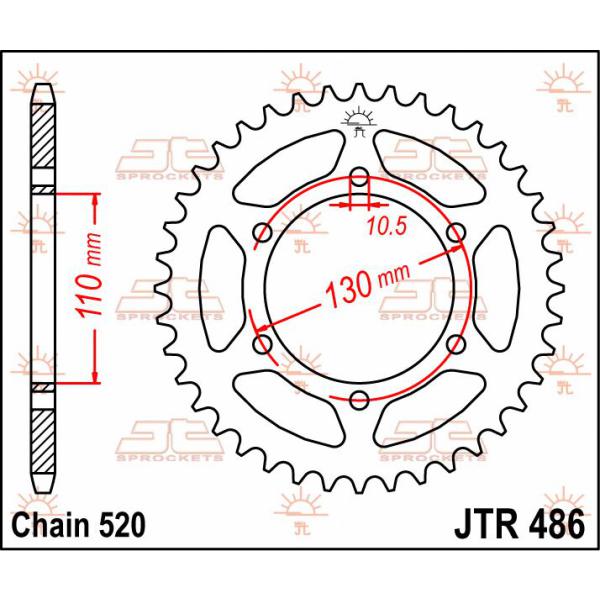 Ritzel hinten 38t 520 - Jtr486.38 hinten Ersatz Ritzel 38 Teeth 520 Pitch Natural C49 High Vergaser Steel