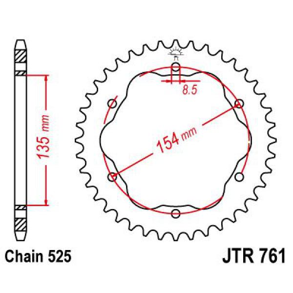 Ritzel hinten 39t 525 - Jtr761.39 hinten Ersatz Ritzel 39 Teeth 525 Pitch Natural /