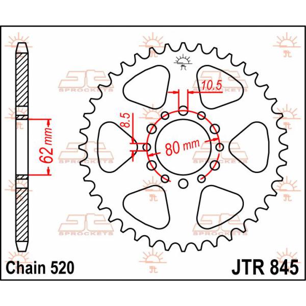 Ritzel hinten 40t 520 - Jtr845.40 hinten Ersatz Ritzel 40 Teeth 520 Pitch Natural Steel