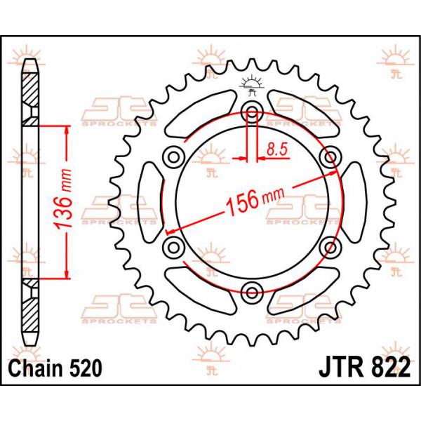 Ritzel hinten 41t 520 - Jtr822.41 hinten Ersatz Ritzel 41 Teeth 520 Pitch Natural C49 High Vergaser Steel