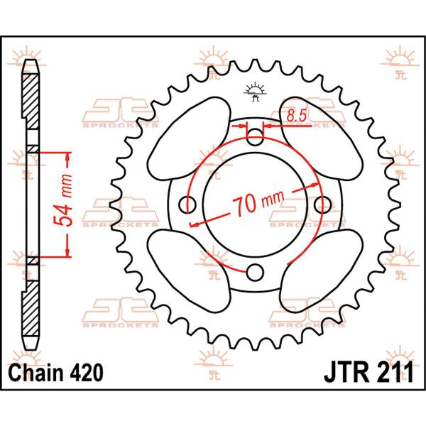 Ritzel hinten 42t 420 - Jtr211.42 hinten Ersatz Ritzel 42 Teeth 420 Pitch Natural C49 High Vergaser Steel