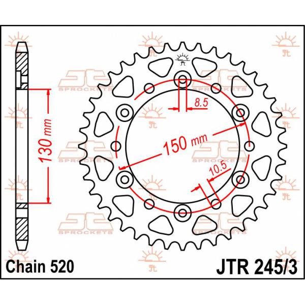 Ritzel hinten 42t 520 - Jtr245/3.42 hinten Ersatz Ritzel 42 Teeth 520 Pitch Natural C49 High Vergaser Steel