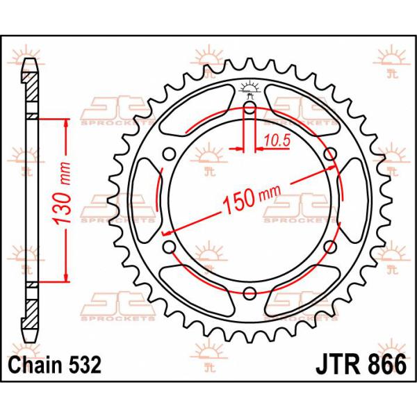 Ritzel hinten 43t 532 - Jtr866.43 hinten Ersatz Ritzel 43 Teeth 532 Pitch Natural C49 High Vergaser Steel