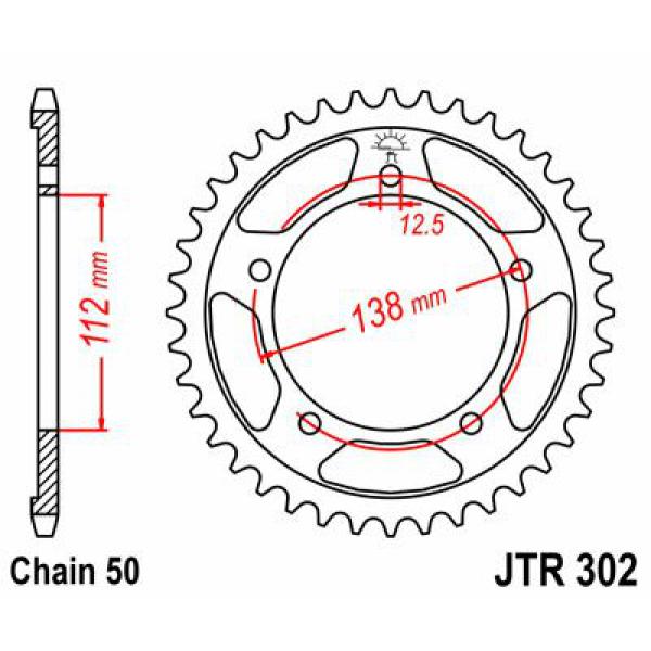 Ritzel hinten 44t 530 schwarz - Jtr302.44zbk hinten Ersatz Ritzel 44 Teeth 50 Pitch Natural C49 High Vergaser Steel