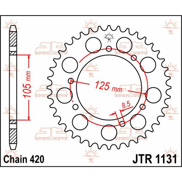 Ritzel hinten 45t 420 - Jtr1131.45 hinten Ersatz Ritzel 45 Teeth 420 Pitch Natural C49 High Vergaser Steel