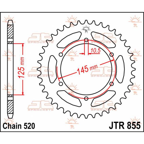 Ritzel hinten 45t 520 - Jtr855.45 hinten Ersatz Ritzel 45 Teeth 520 Pitch Natural Steel