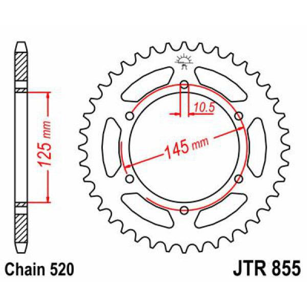 Ritzel hinten 45t 520 schwarz - Jtr855.45zbk hinten Ersatz Ritzel 45 Teeth 520 Pitch schwarz C49 High Vergaser Steel