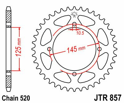 Ritzel hinten 45t 520 schwarz - Jtr857.45zbk hinten Ersatz Ritzel 45 Teeth 520 Pitch schwarz C49 High Vergaser Steel