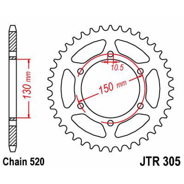 Ritzel hinten 46t 520 - Jtr305.46 hinten Ersatz Ritzel 46 Teeth 520 Pitch Natural Steel