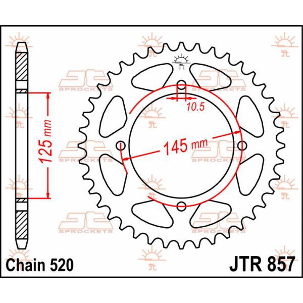 Ritzel hinten 46t 520 - Jtr857.46 hinten Ersatz Ritzel 46 Teeth 520 Pitch Natural C49 High Vergaser Steel