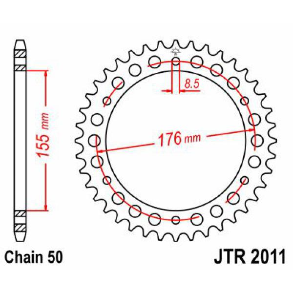 Ritzel hinten 46t 530 - Jtr2011.46 hinten Ersatz Ritzel 46 Teeth 50 Pitch Natural C49 High Vergaser Steel