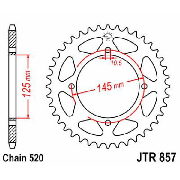 Ritzel hinten 47t 520 schwarz - Jtr857.47zbk hinten Ersatz Ritzel 47 Teeth 520 Pitch schwarz C49 High Vergaser Steel