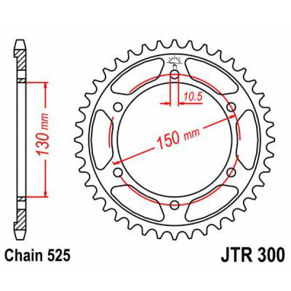 Ritzel hinten 47t 525 schwarz - Jtr300.47zbk hinten Ersatz Ritzel 47 Teeth 525 Pitch Natural C49 High Vergaser Steel