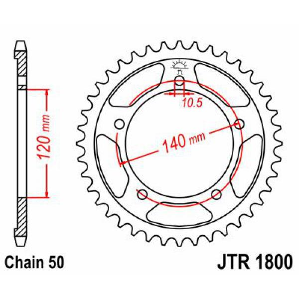 Ritzel hinten 47t 530 - Jtr1800.47 hinten Ersatz Ritzel 47 Teeth 50 Pitch Natural C49 High Vergaser Steel