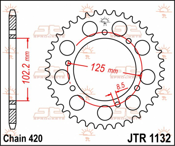 Ritzel hinten 48t 420 - Jtr1132.48 hinten Ersatz Ritzel 48 Teeth 420 Pitch Natural C49 High Vergaser Steel