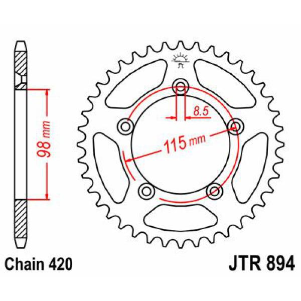 Ritzel hinten 48t 420 schwarz - Jtr894.48zbk hinten Ersatz Ritzel 48 Teeth 420 Pitch schwarz C49 High Vergaser Steel