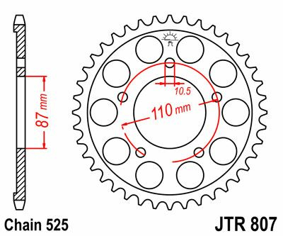 Ritzel hinten 48t 525 schwarz - Jtr807.48zbk hinten Ersatz Ritzel 48 Teeth 525 Pitch Natural C49 High Vergaser Steel