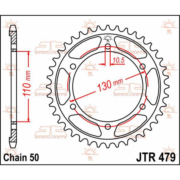 Ritzel hinten 48t 530 schwarz - Jtr479.48zbk hinten Ersatz Ritzel 48 Teeth 530 Pitch schwarz C49 High Vergaser Steel