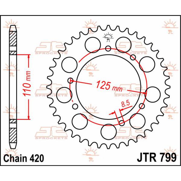 Ritzel hinten 50t 420 - Jtr799.50 hinten Ersatz Ritzel 50 Teeth 420 Pitch Natural C49 High Vergaser Steel