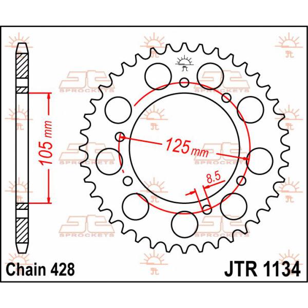 Ritzel hinten 51t 428 - Jtr1134.51 hinten Ersatz Ritzel 51 Teeth 428 Pitch Natural C49 High Vergaser Steel